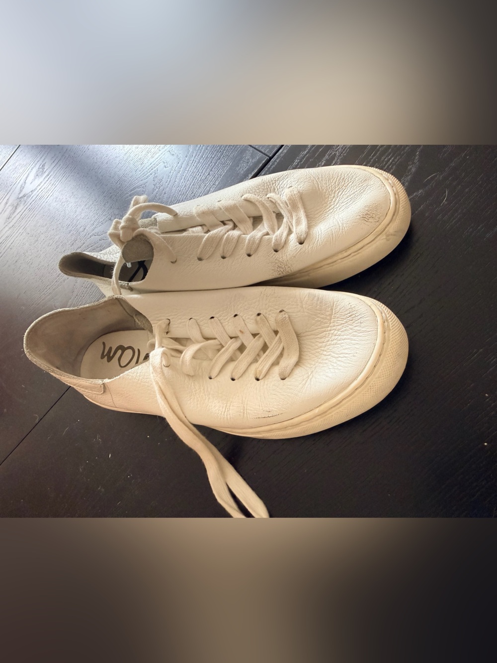 Sam Edelman Cream Leather Low-Top Sneakers